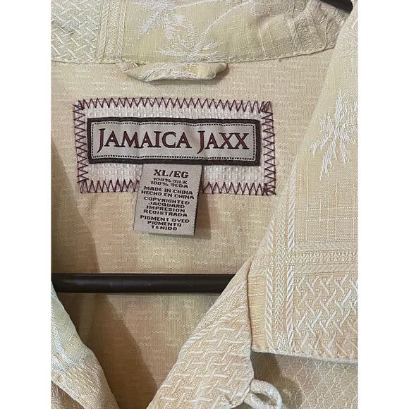 Jamaica Jaxx mens Button Down SILK shirt. Pineapple. palmtree. yellow.gold. XL - Picture 3 of 6
